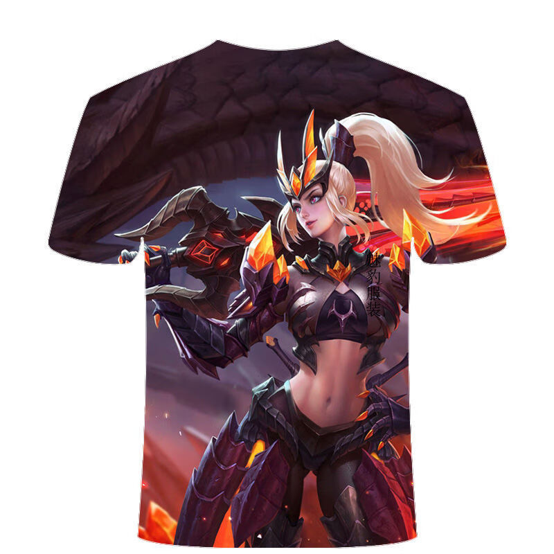 夏季王者荣耀衣服澜黄金猎手皮肤3d印花时尚高街领短袖t恤上衣nd7590s
