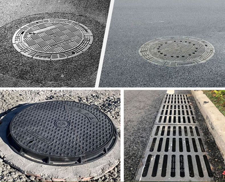 球墨铸铁井盖球墨铸铁井盖黑色圆形雨水污水电700轻重方形窨井盖下水