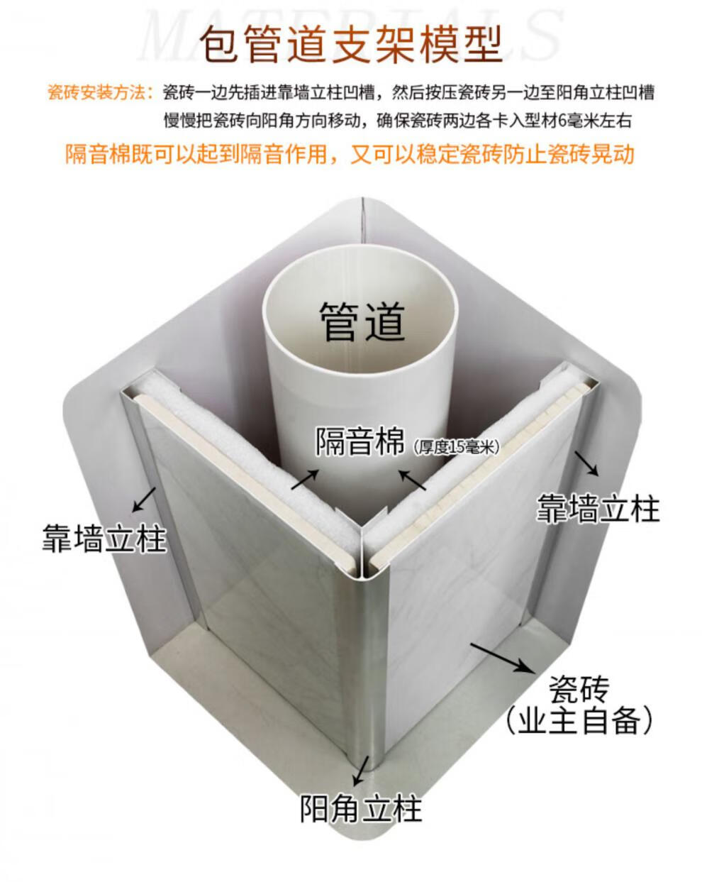 澗冰包管神器下水道包管瓷磚支架包立管管道神器衛生間落水管遮擋裝飾