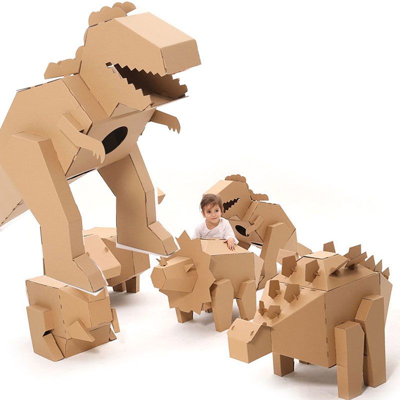 纸箱机器人手工大型纸箱玩具立体拼图恐龙动物模型幼儿园纸板diy手工