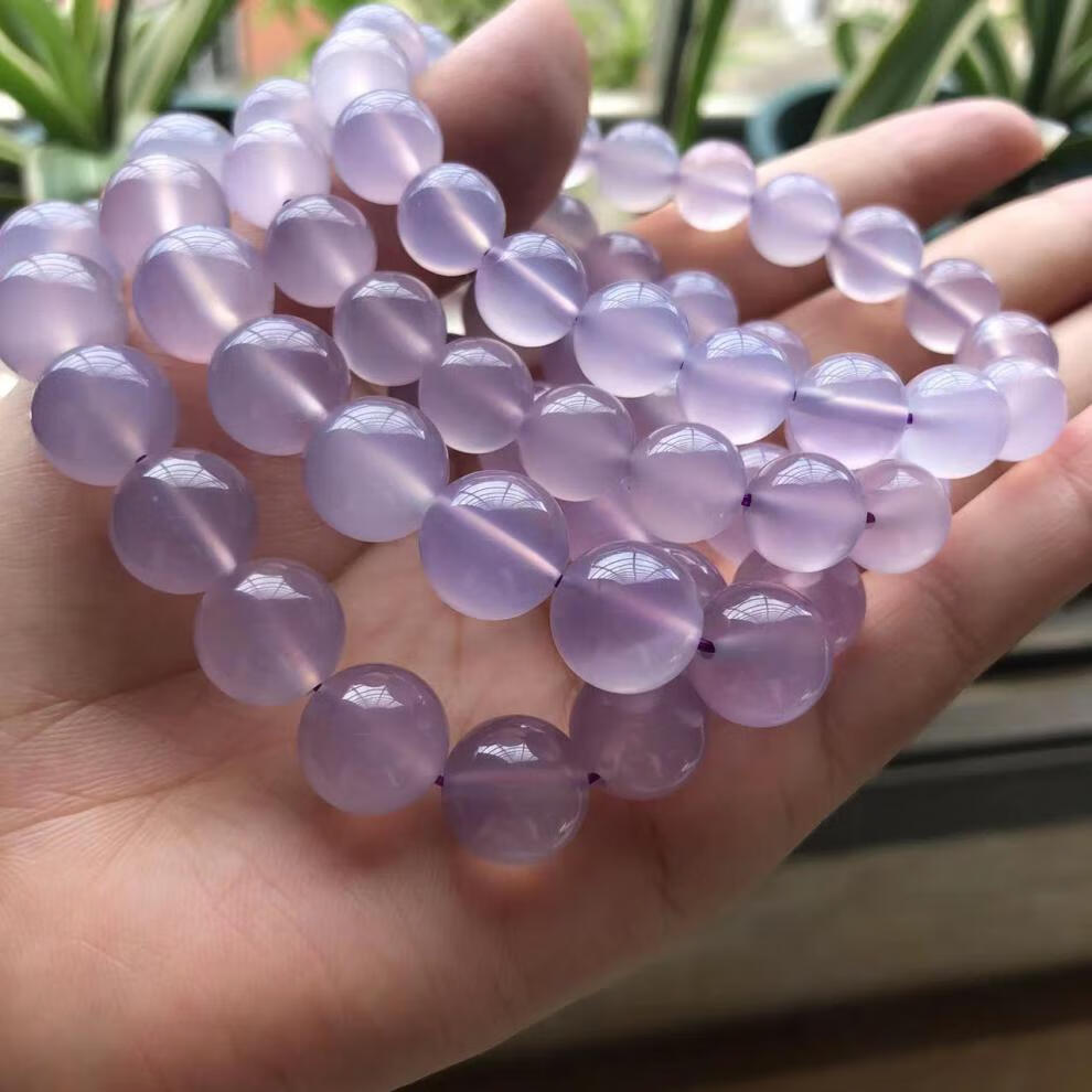 吉裕 天然巴西玛瑙紫玉髓手链 时尚民族风紫罗兰单圈手串 浅紫色约