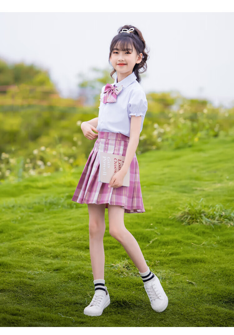 凯蒂猫童装女童jk套装夏天新款儿童班服学院风衬衫夏季短袖小学生校服