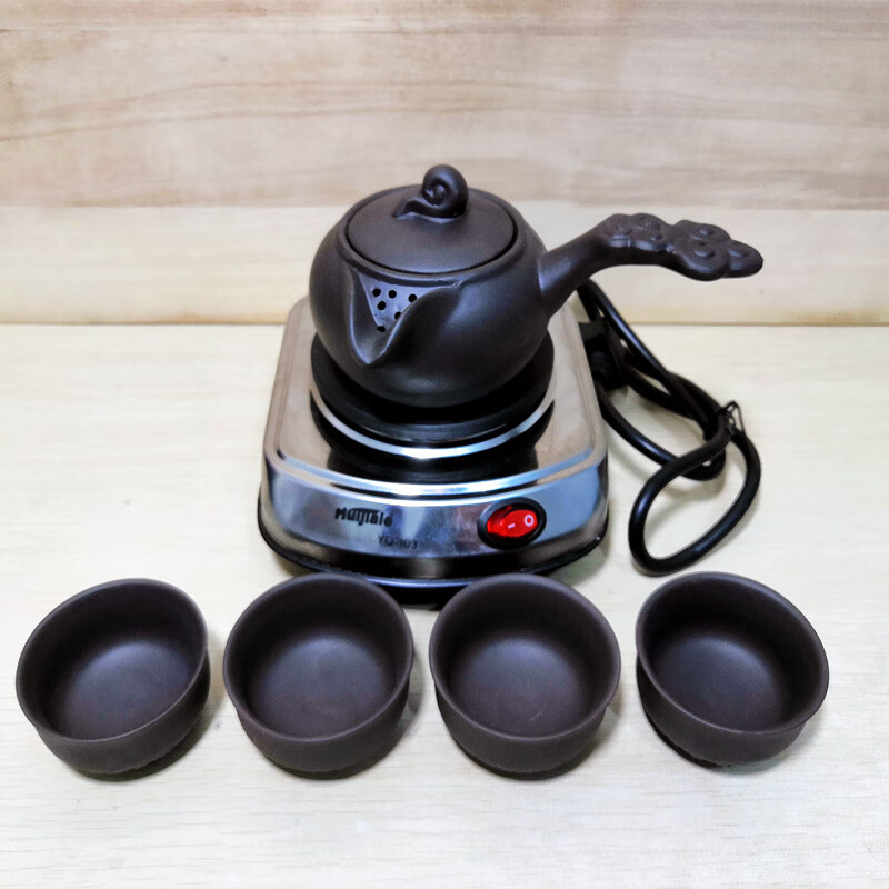 茶具中式茶壶茶炉茶罐煮茶煮咖啡 300时尚开关电炉 黑如意壶4杯【图片