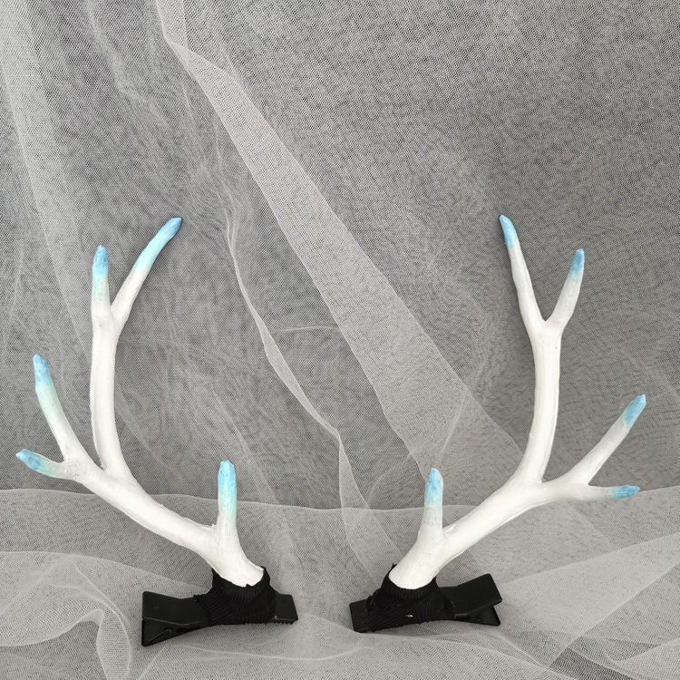 古风鹿角发饰品汉服配饰古装发饰古典龙角cos龙女龙母头饰森女系白色