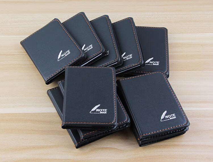 校呵呵 10本迷你记事本 口袋本便携笔记本 小本子随身记事簿 黑皮本