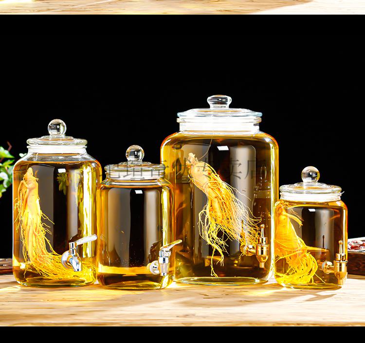 家用陶瓷泡酒瓶带龙头玻璃瓶装酒泡酒瓶密封玻璃带龙头泡酒瓶罐坛子