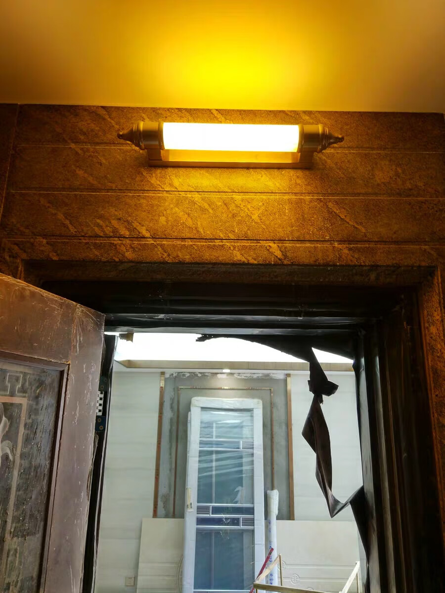 入户大门壁灯中式门前灯长条壁灯新中式壁灯门口镜前欧式云石灯 石门