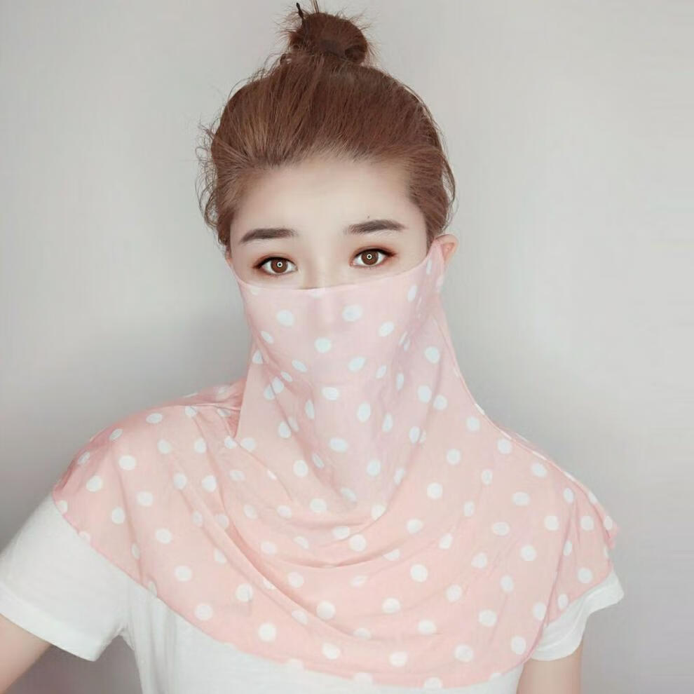 防晒面纱女冰丝防晒披肩面纱女夏季防晒衣透气薄款披肩女口罩碎花款