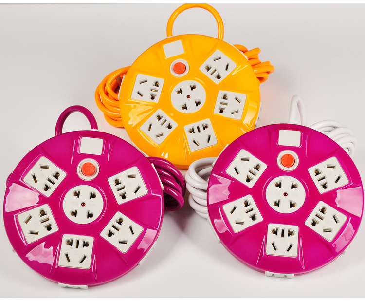 宿舍手机充电家用插排开关创意圆形排插座电源拖板10米多用接线板 全