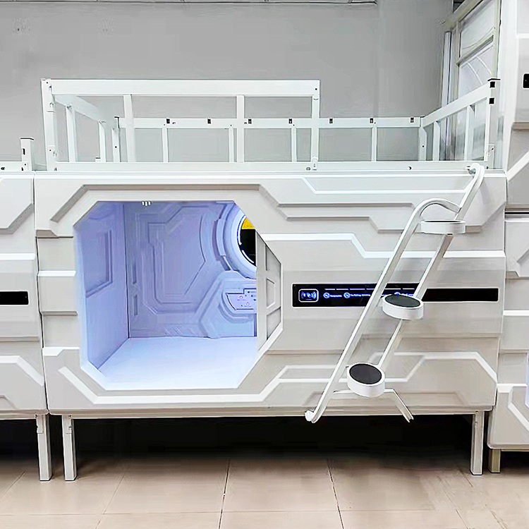 现代科技款太空舱床简单二层铁架床双层塑料家具室内胶囊房间休息舒适