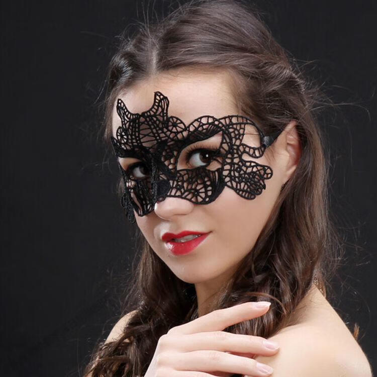面具情趣露鼻浪漫蕾丝女半脸舞会派对性感黑色眼罩万圣节道具公主成人