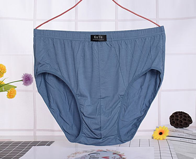 老人内裤特大码加肥高腰宽松肥佬士中老年老人200斤棉三角内裤浅灰色