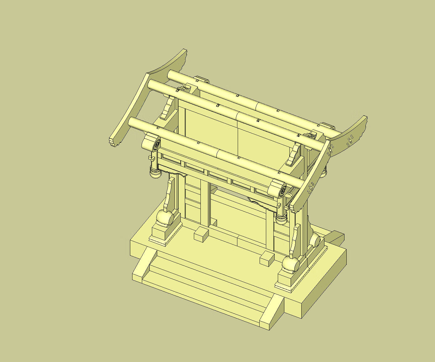 古建筑垂花门模型 中式积木玩具教具 榫卯结构可拼装无斗拱版定制