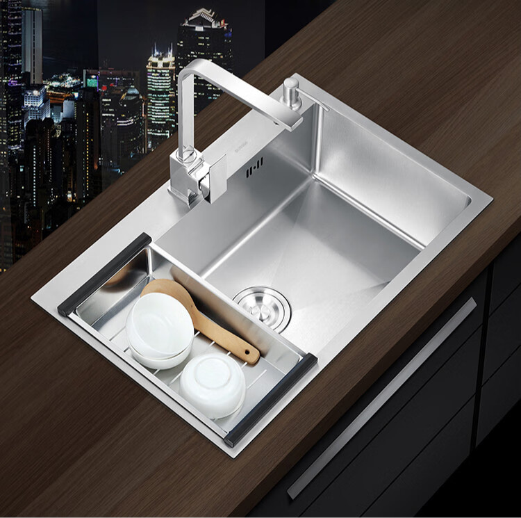 厨房不锈钢手工水槽拉丝加厚水槽单槽套餐大单槽洗菜盆洗碗池5040裸槽