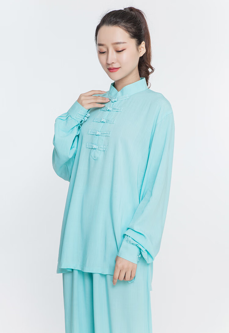 武极堂太极服女新款飘逸春秋长袖武术太极拳练功服薄棉麻服装亚麻劲武