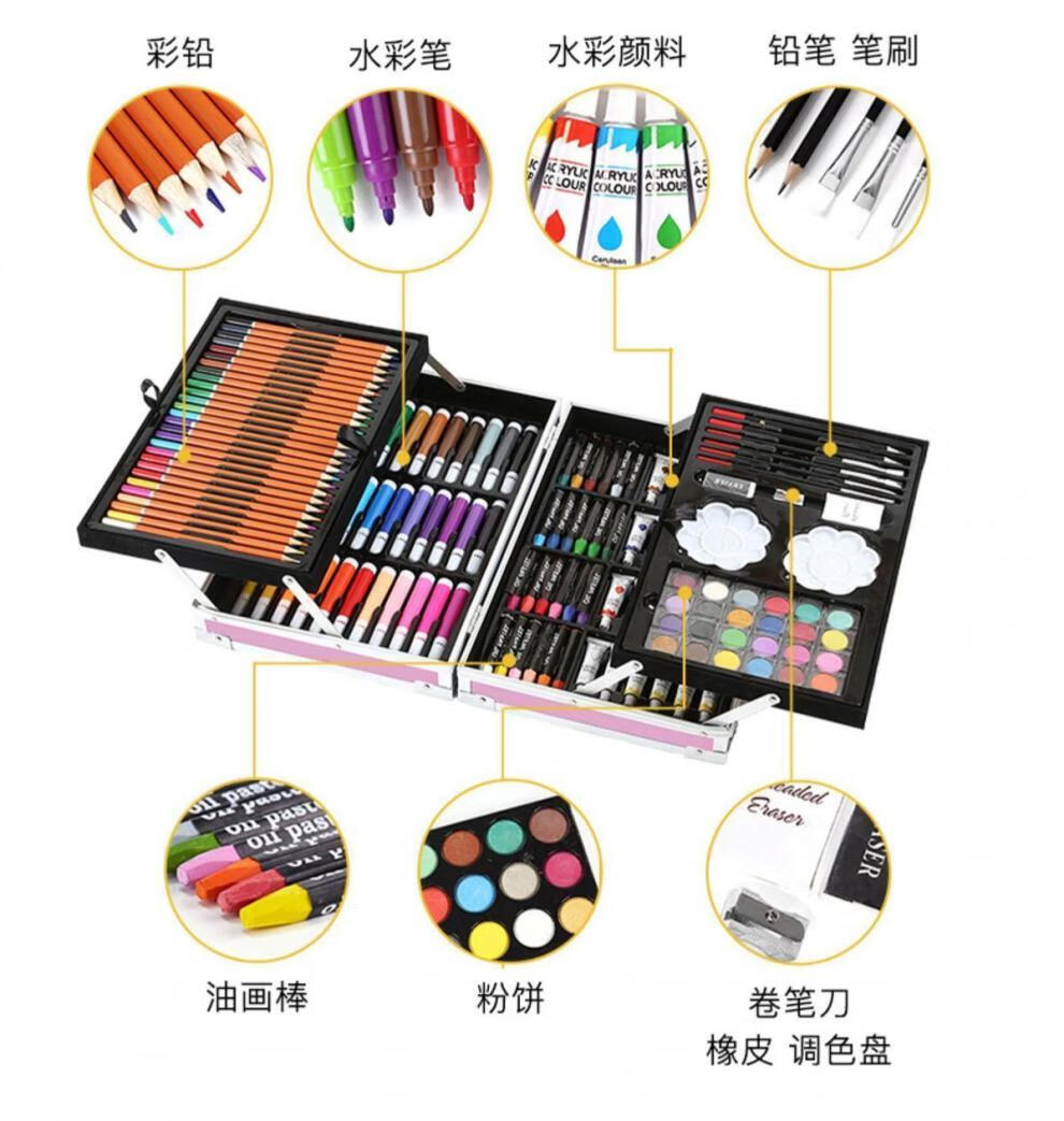 儿童画画工具套装画笔礼盒小学生水彩笔绘画美术学习用品生日礼物145