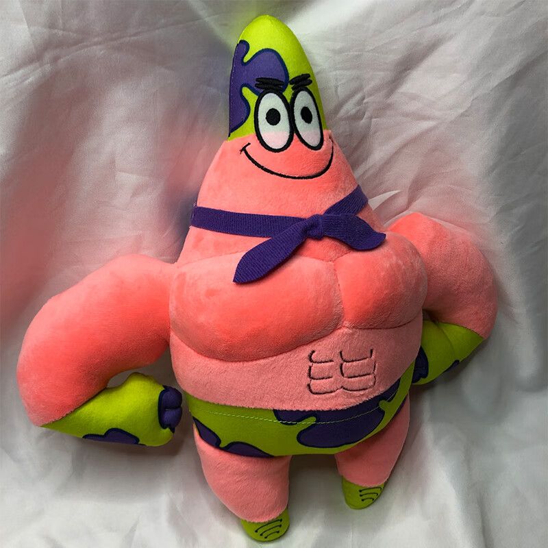 卡通派大星玩偶冰淇凌超人公仔男友力毛绒公仔粉红色海星肌肉男【图片