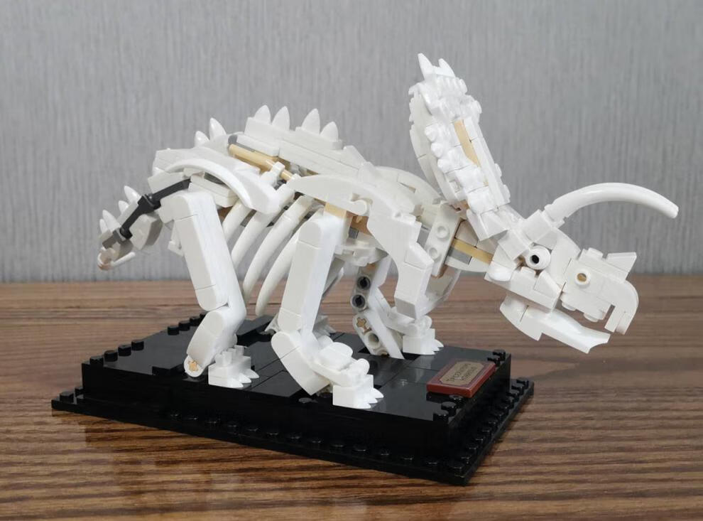 兼容恐龙化石骨架货架暴龙侏罗纪世界重爪龙拼装玩具积木 副栉龙骨架