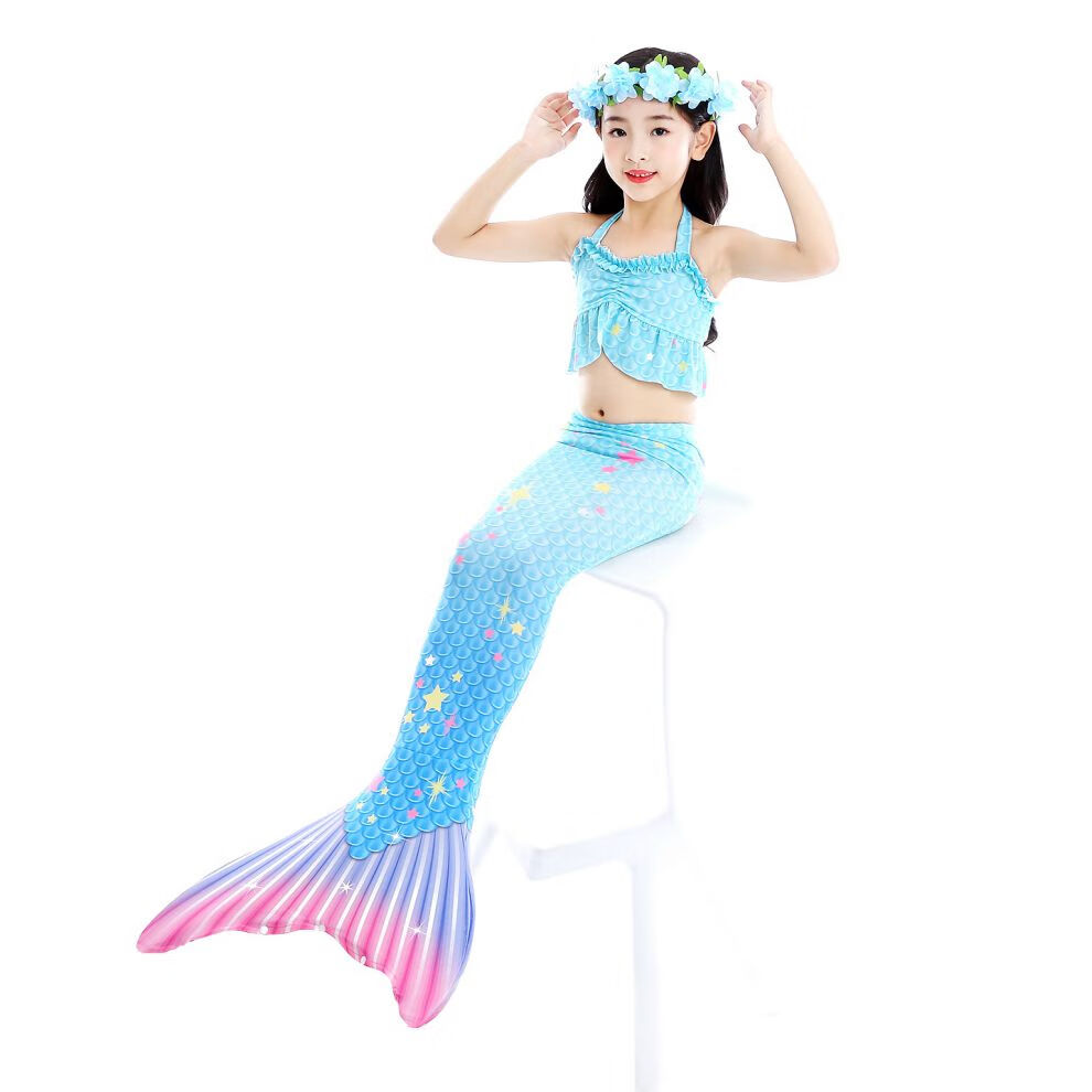 儿童美人鱼泳衣女儿童美人鱼尾巴女童游泳衣服装宝宝的公主裙子小孩