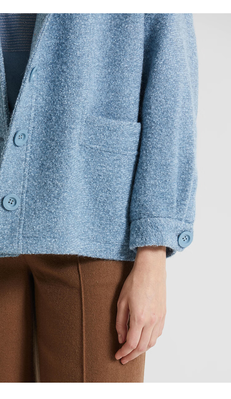 goobgsgb谷邦单面呢外套女装气质绵羊毛呢子大衣月光蓝xs150