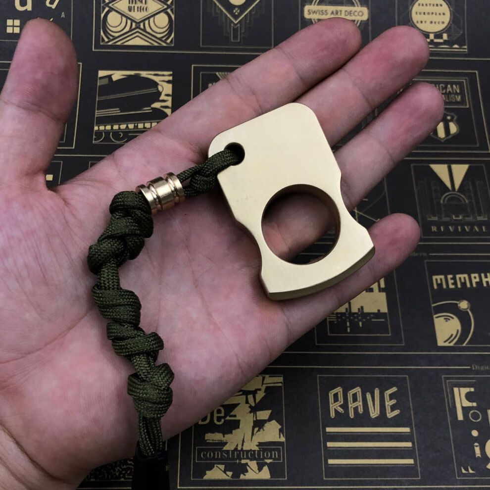 指虎费刻字户外黄铜edc自驾川防身单指防狼战术野营破窗便携男 黄铜做