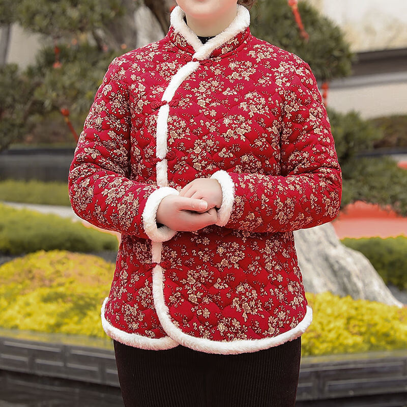 冬季新款中老年女装2021新款妈妈棉袄中国风大花袄仿古棉袄国潮女装