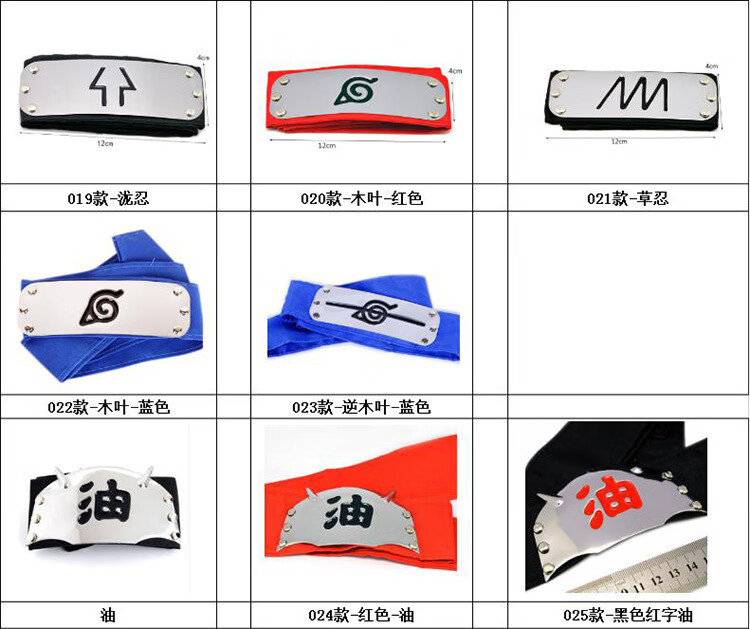 火影忍者护额头带鸣人卡卡西鼬道具配件木叶逆忍配件 14款-云忍长款