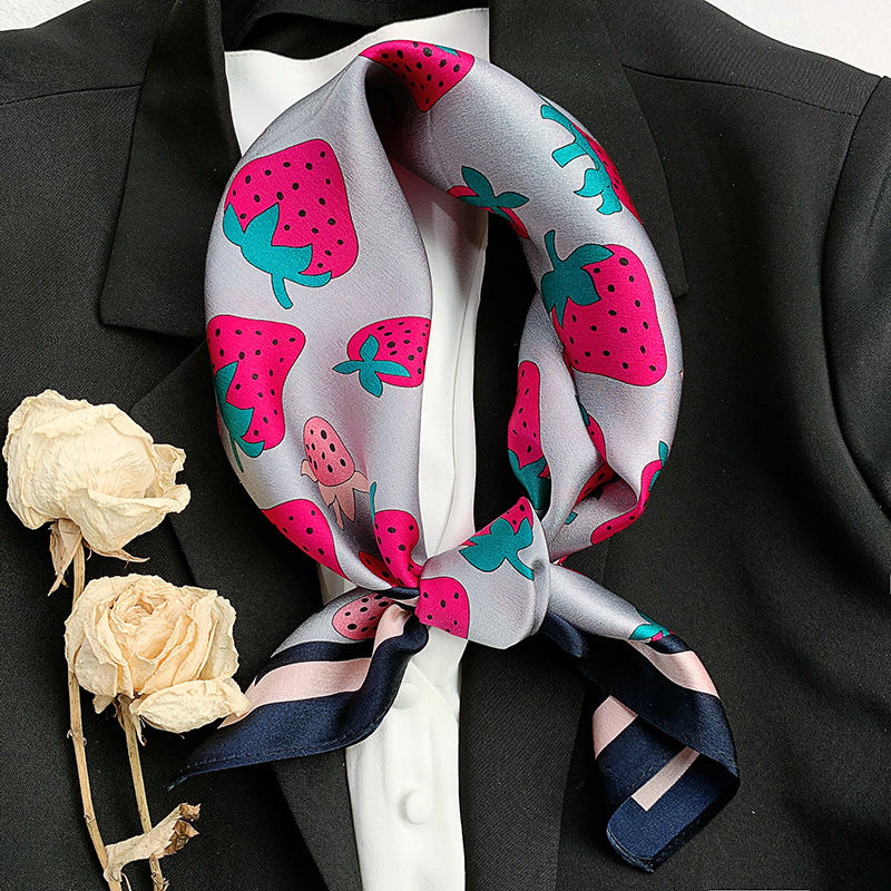 e桑蚕丝真丝小方巾53cm次第花开百搭正方形丝巾女围巾春秋乐迪纯 真丝