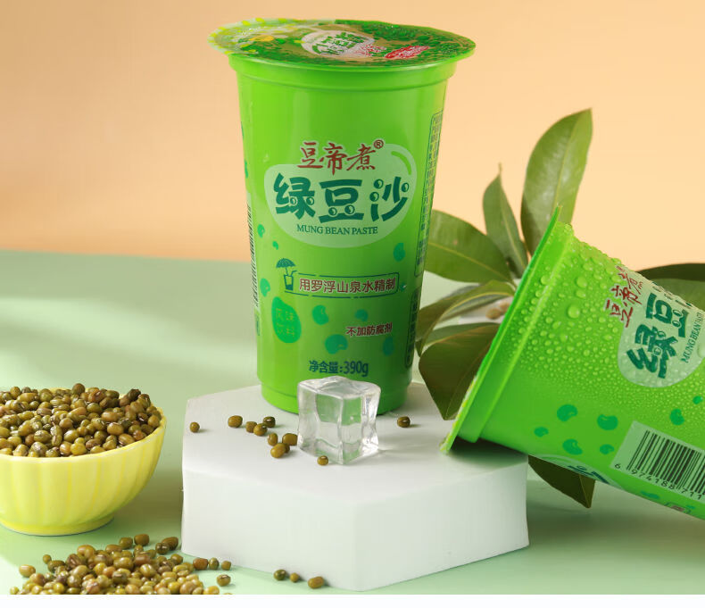 绿豆沙绿豆冰沙夏饮解渴绿豆饮品广东老牌子390ml 12杯装【图片 价格