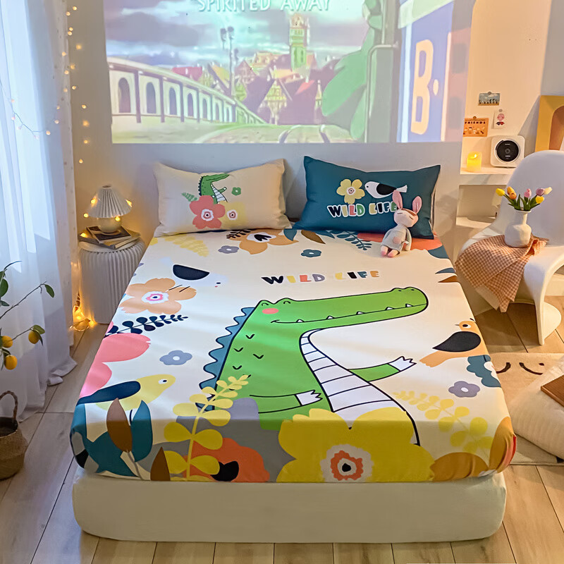 迪士尼新品网红款仙人掌床上用品四件套床笠被套1.