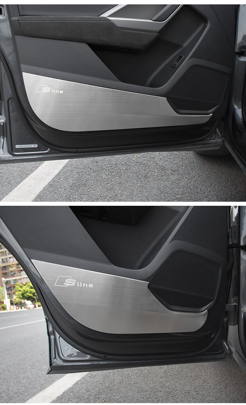 桥运安适用于22款新奥迪q3改装车门防踢垫老款q3门板防护贴内饰装饰