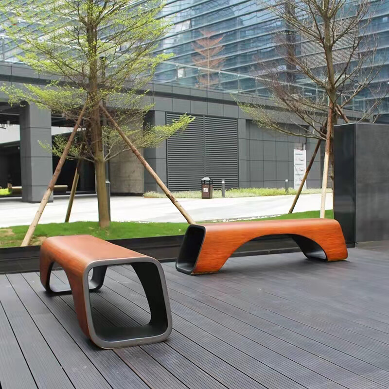 玻璃钢休闲座椅商场创意美陈环形休息凳户外公园长条麻花凳定制款式