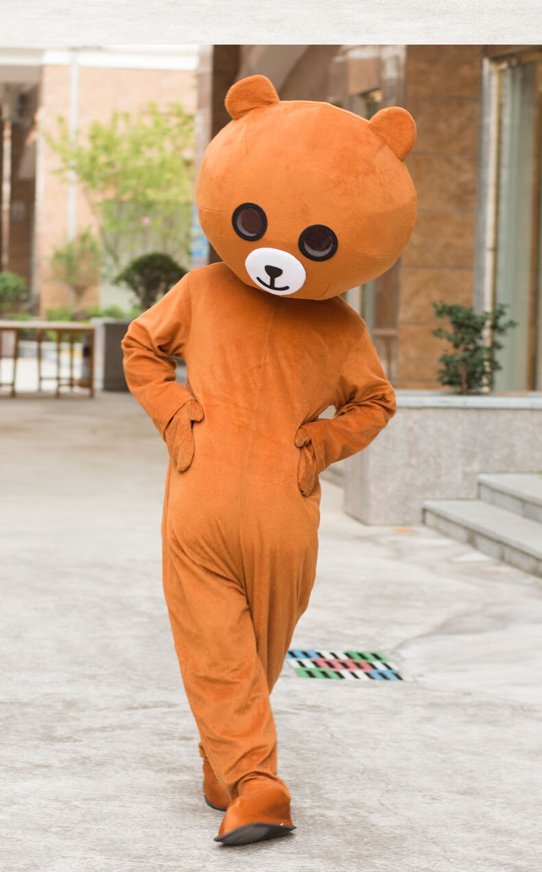 人偶服装卡通熊本熊皮卡丘衣服发传单玩偶服套装 深色炫酷布朗熊 165