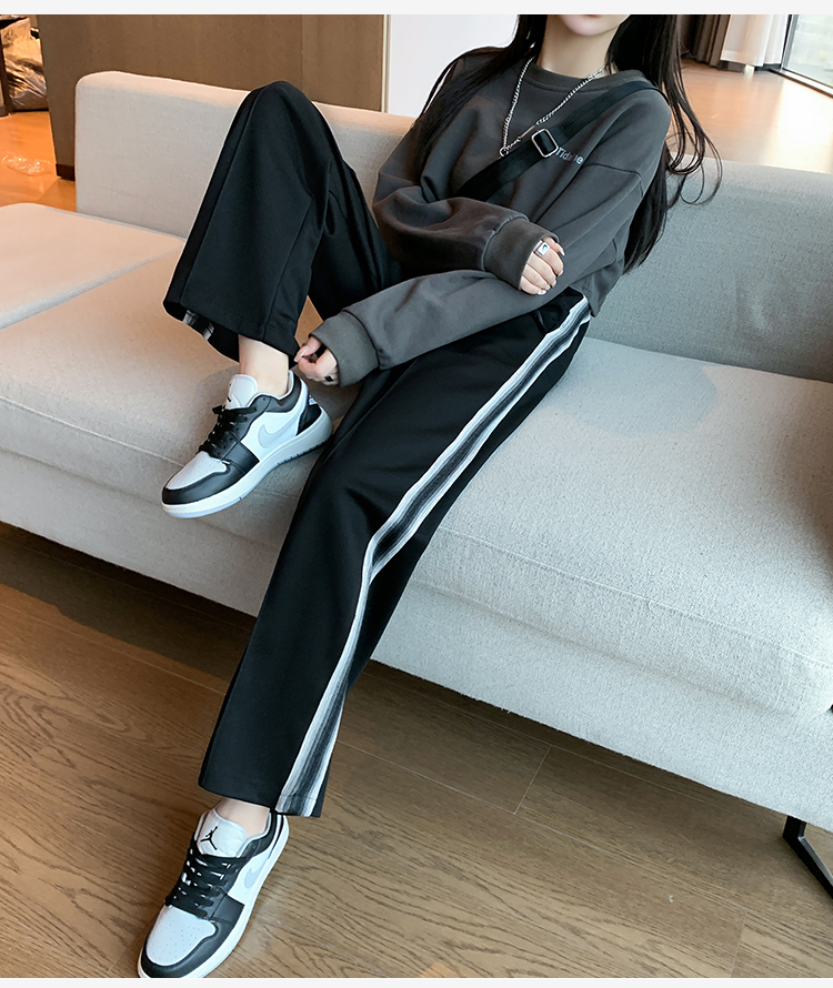 镜之恋女生裤子女学生春天韩版宽松运动裤高中生初中生直筒阔腿裤春