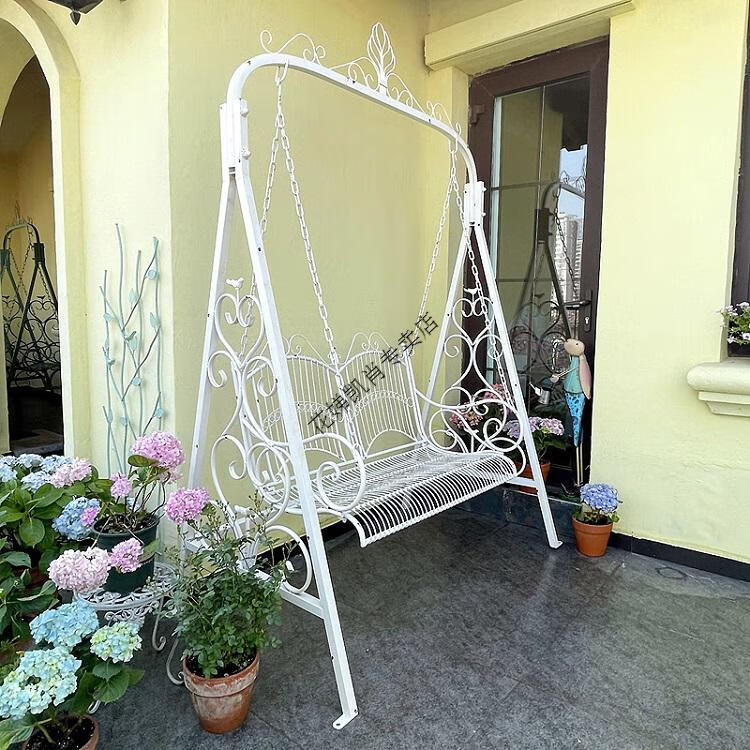 美式乡村复古铁艺户外秋千吊椅花园阳台露台室内庭院单双人吊篮bjdz