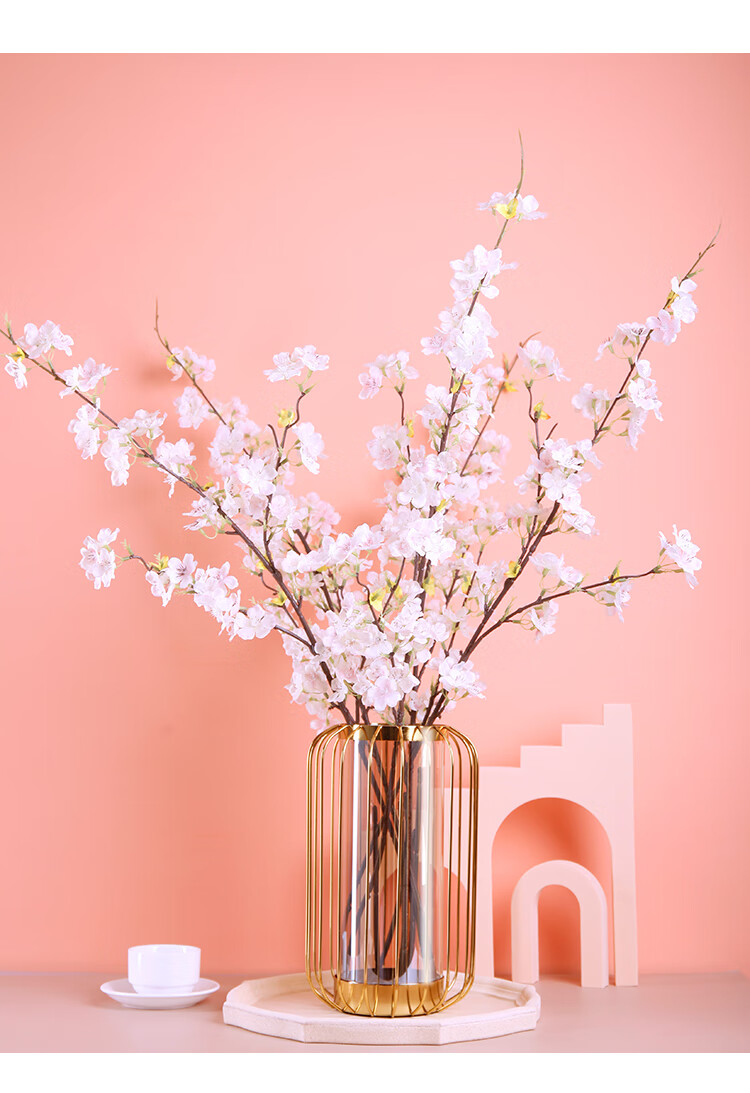 寻梦虎 2020新款拍照假花仿真花绢花装饰花束假桃花摆设摆件仿真樱花 