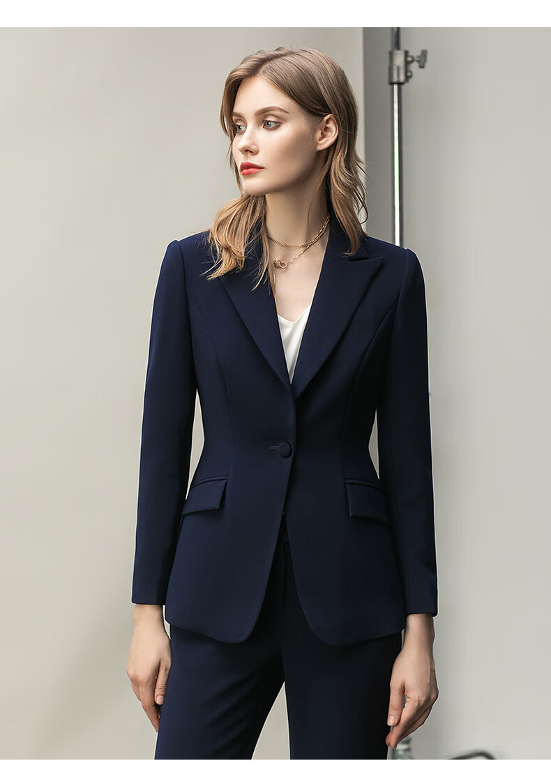 ad2022高端藏青色西装女士修身气质售楼部工作服春新款西服套装工作服