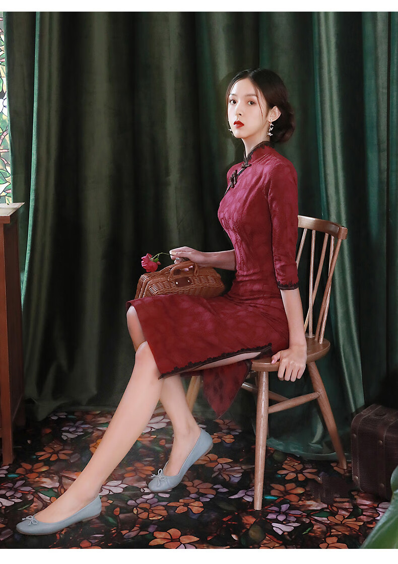 旗袍2021夏季新款年轻日常款改良版中国风复古红色古装连衣裙少女绿色