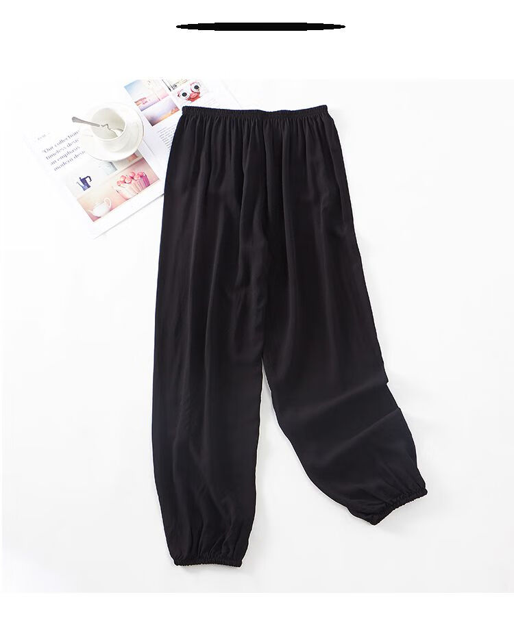 防蚊裤女成人收脚夏季雪纺束脚裤防蚊裤成人绸灯笼裤宽松人造棉薄款