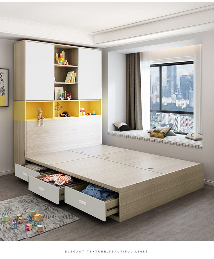 一体小户型衣柜床榻榻米床柜子床组合12米踏踏米床省空间衣帽间榻榻米