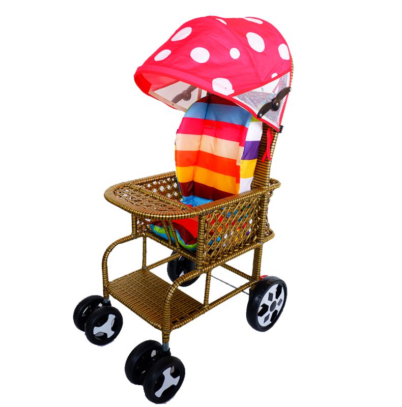夏季轻便仿藤车婴儿推车竹子推车儿童藤椅竹藤宝宝推车小孩手推车8轮