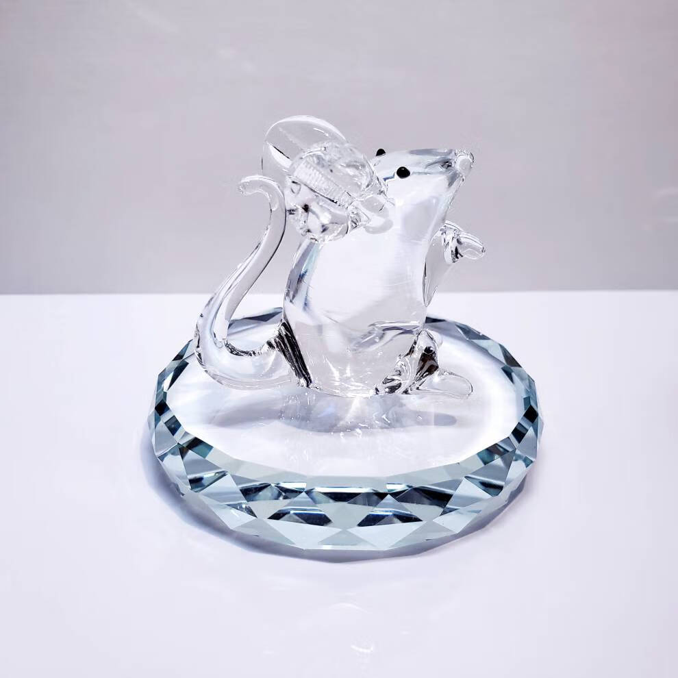 水晶小动物 琉璃小老鼠生肖摆件礼品手工制作水晶玻璃十二生肖动物