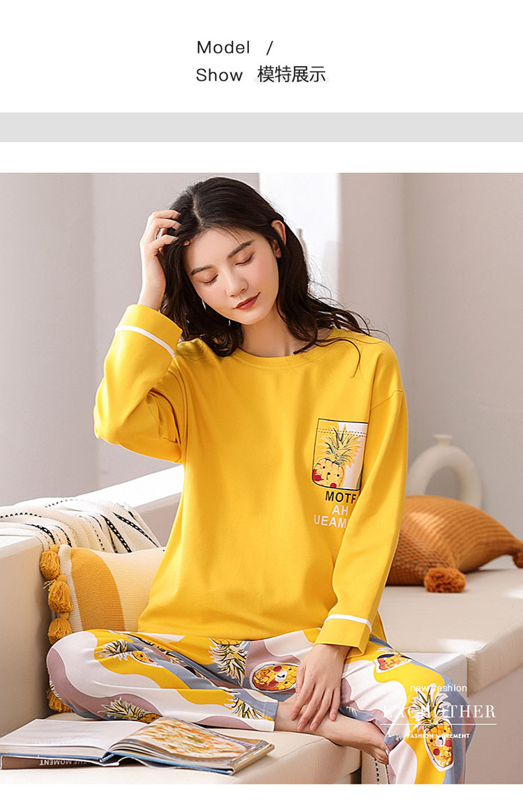 南极人纯棉睡衣女士秋款长袖套头韩版学生家居服套装 nszhu-6246(双面