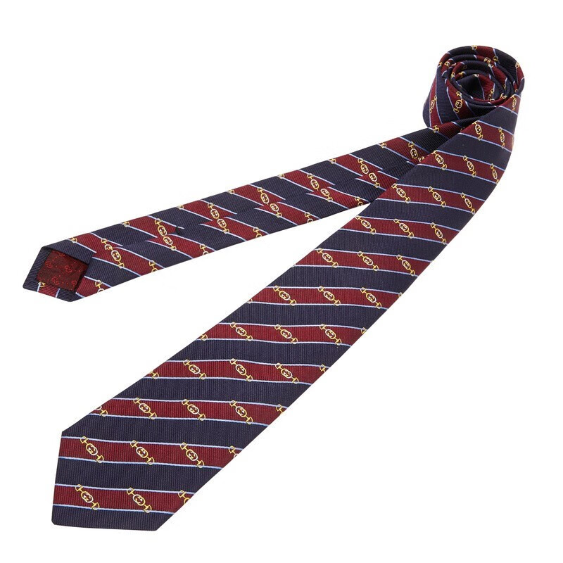 【中检鉴定】古驰(gucci) 男士领带 2022春夏新品 男士gg刺绣斜条纹