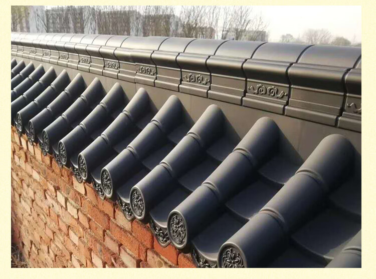 秋颖 单面一体带脊新中式围墙压顶院墙装饰仿古墙头树脂墙帽塑料瓦