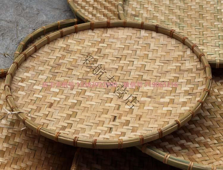 竹编簸箕晾晒竹编簸箕晒干货晒无孔竹编簸箕筐养蚕圆竹匾 58cm款