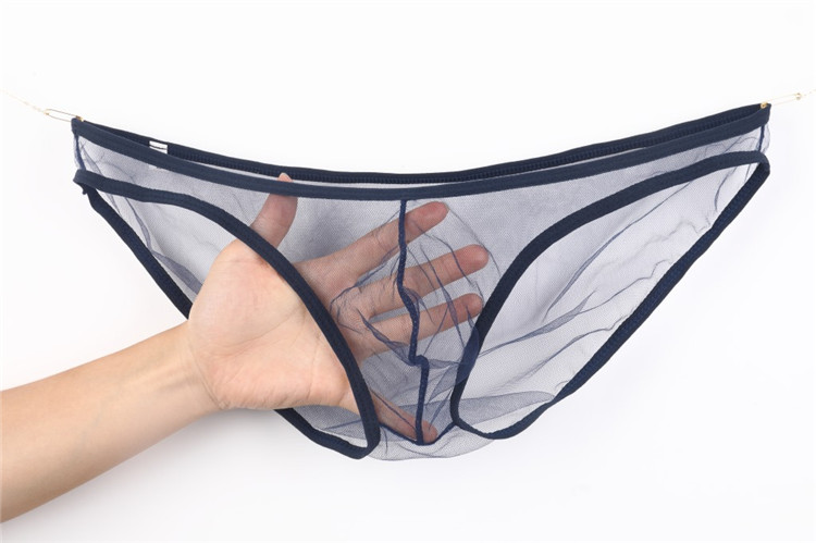 网纱男三角裤 透明低腰大囊袋网眼透气男内裤气潮男士内裤性感分离