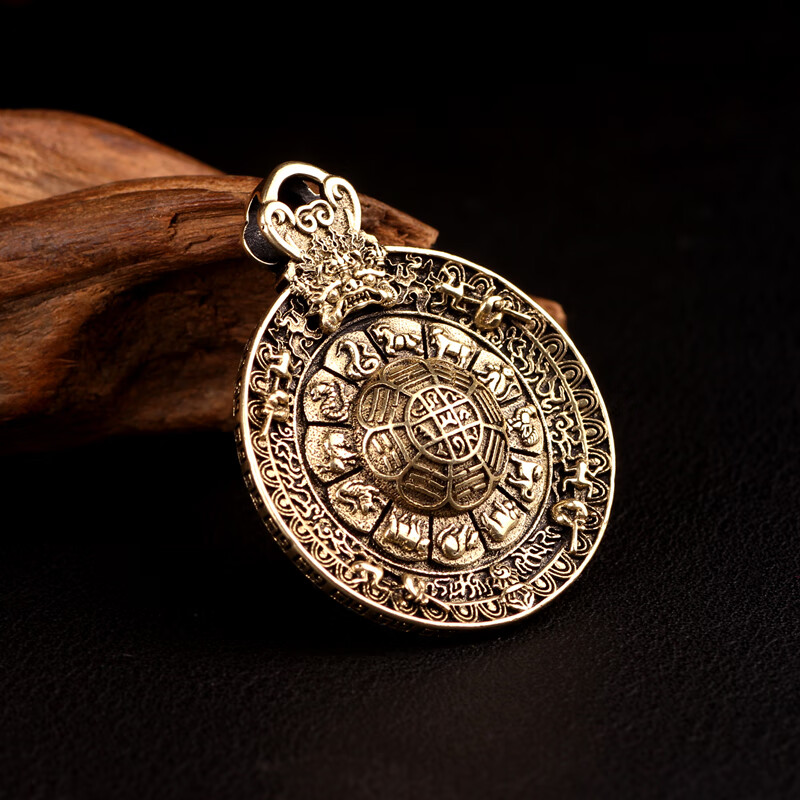 芙蕖西藏铜九宫八卦牌财转运本命年项链吊坠男女五彩长绳子款新版