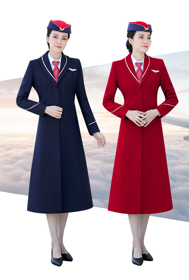 短尾狐 空姐制服冬季大衣职业套装航空高铁乘务员工作服女冬毛呢外套