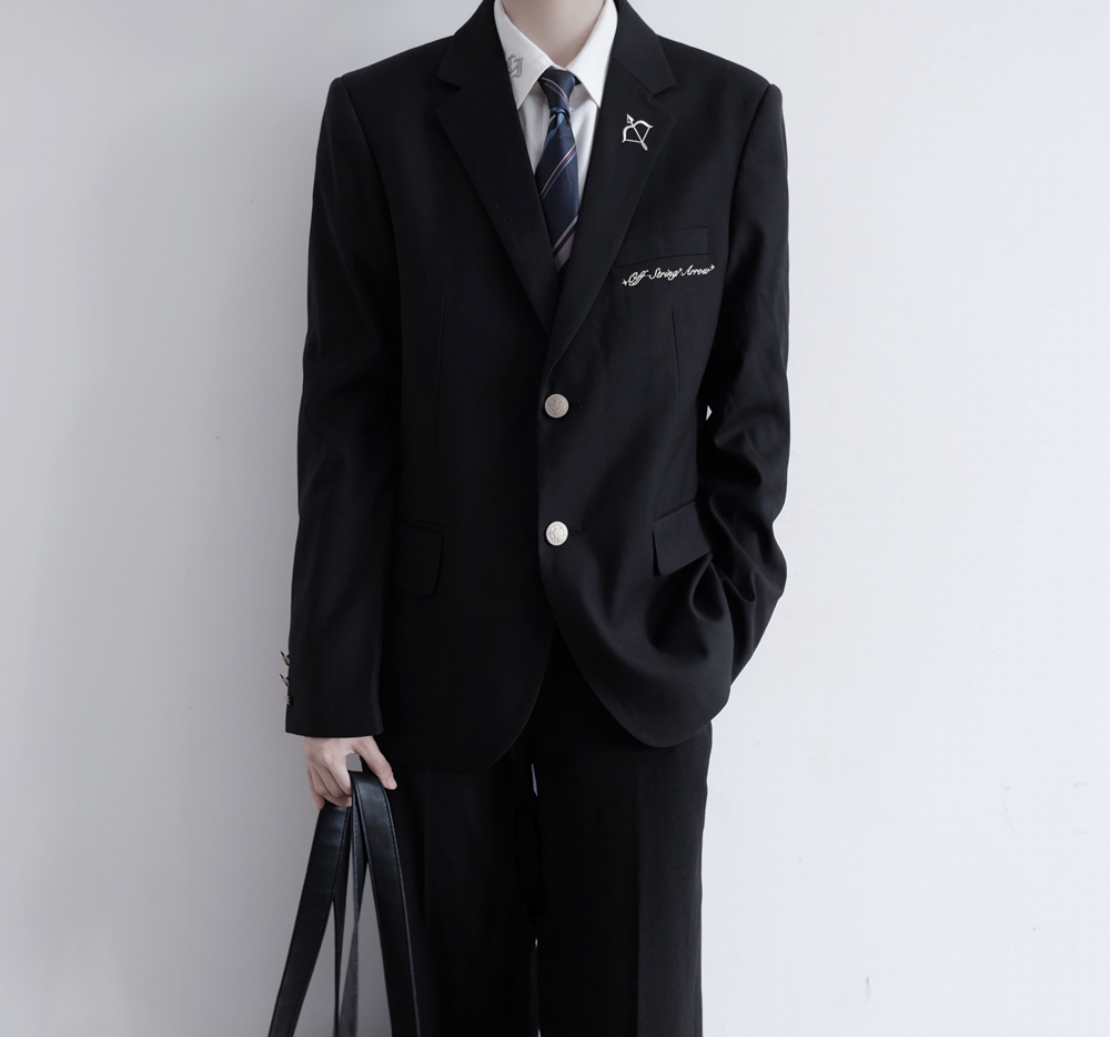 刺篇dk制服原创正版黑色学院风刺绣男西装西服休闲外套秋冬羽川高男款